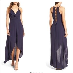 Dee Elly Stunning Purple Formal Dress with Criss-cross Tie Back Closure Size M